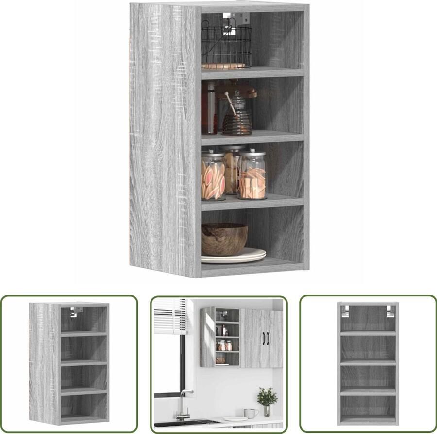 The Living Store Hangkast 30x29 5x60 cm bewerkt hout grijs sonoma eikenkleurig Wandkast Keukenopslag Houten Kast Grijze Kast Opslagruimte