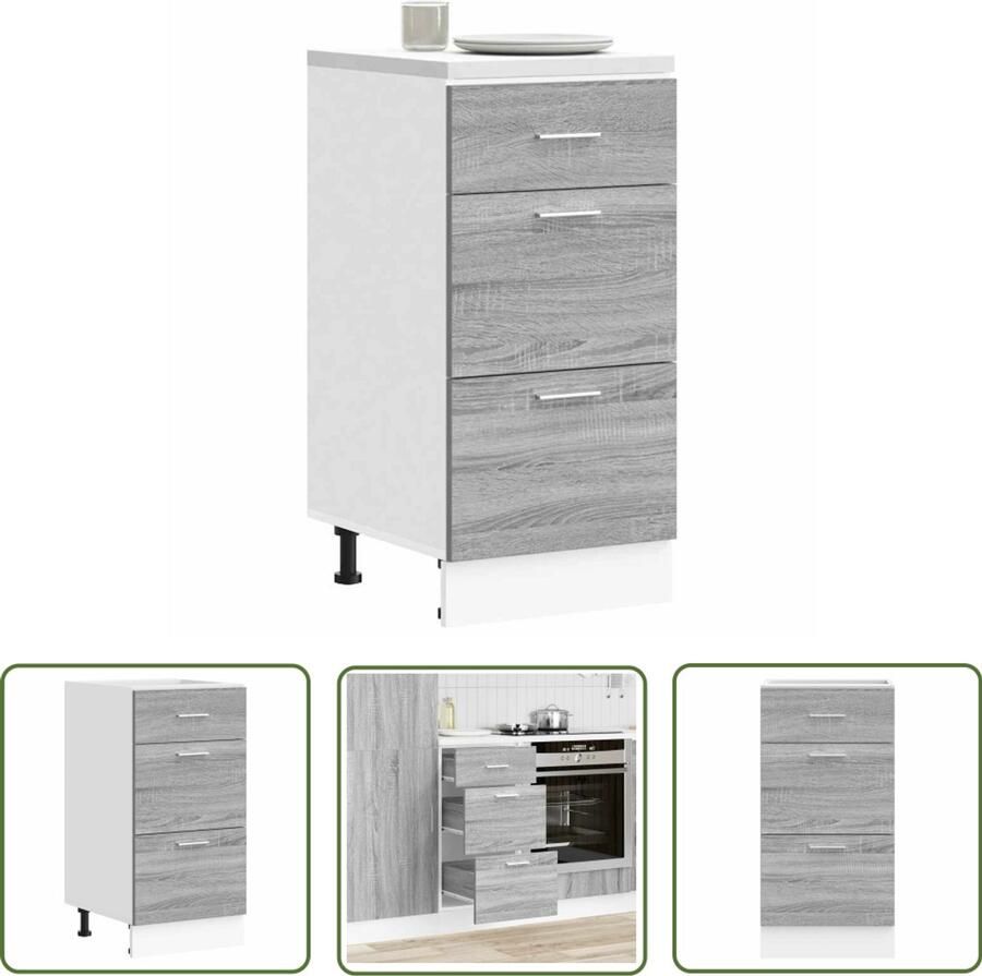 VidaXL Keukenopslag Onderkasten Onderkast Lyon 40x46x81 5 cm bewerkt hout grijs sonoma eikenkleurig Grijze Onderkast Houten Onderkast Eiken Kleurige Onderkast