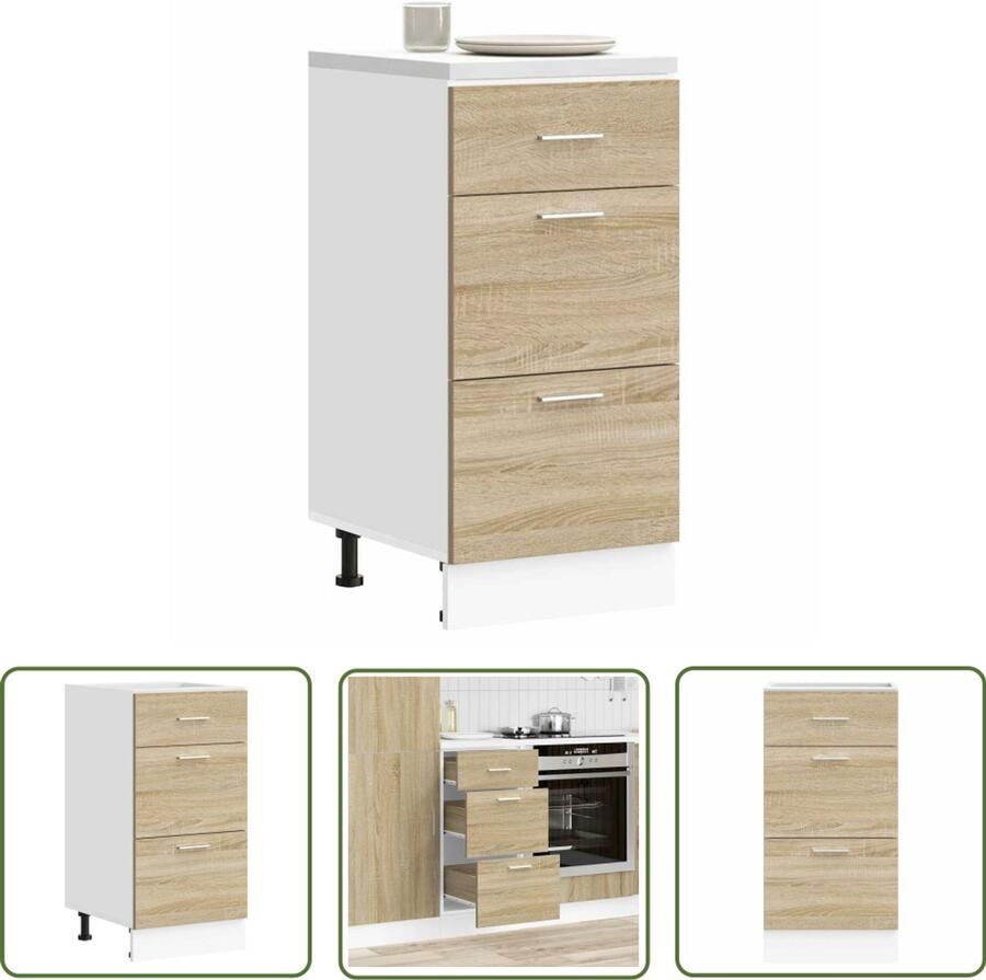 The Living Store Onderkast 40x46x81 5 cm spaanplaat sonoma eikenkleurig Keukenonderkast Houten Kast Onderkasten Sonoma Eiken Opbergruimte