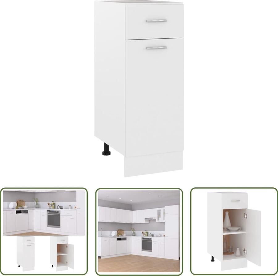 The Living Store Onderkast met lade Lyon 30x46x81 5 cm bewerkt hout wit Keukenonderkast Lades Opslagruimte Houten Kast Wit Meubel