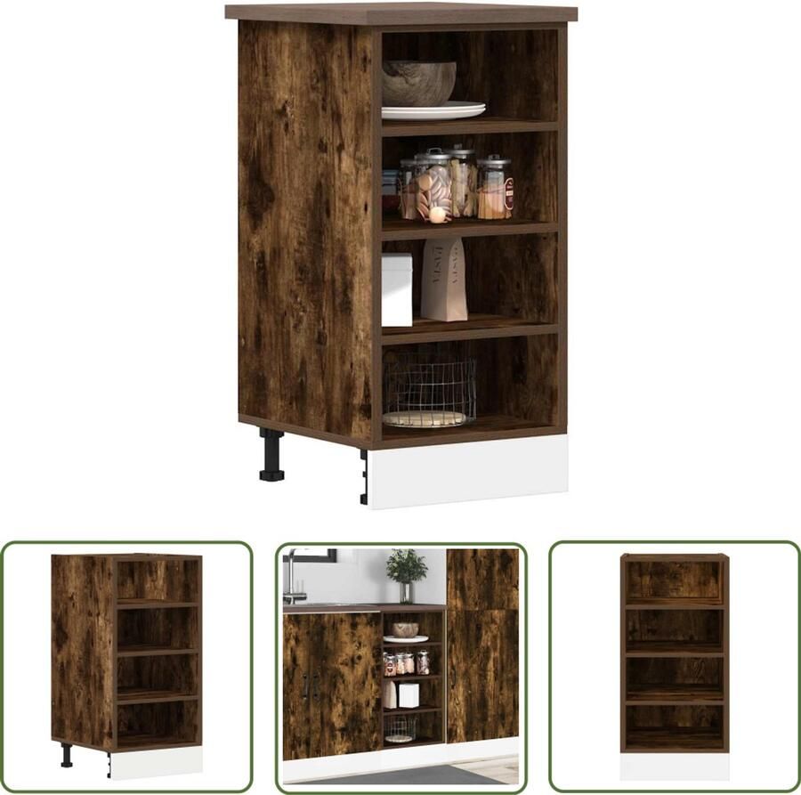 The Living Store Onderkast 40x44 5x81 5 cm bewerkt hout gerookt eikenkleurig Keukenonderkast Houten Kast Opslagruimte Onderkasten Keukenmeubilair