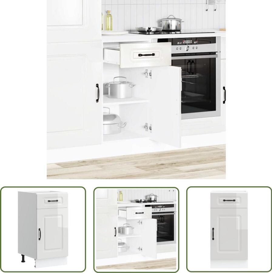 VidaXL Keukenopstelling Keuken Onderkast Keuken onderkast Kalmar bewerkt hout hoogglans wit Opslagruimte Houten Keuken Hoogglans Wit