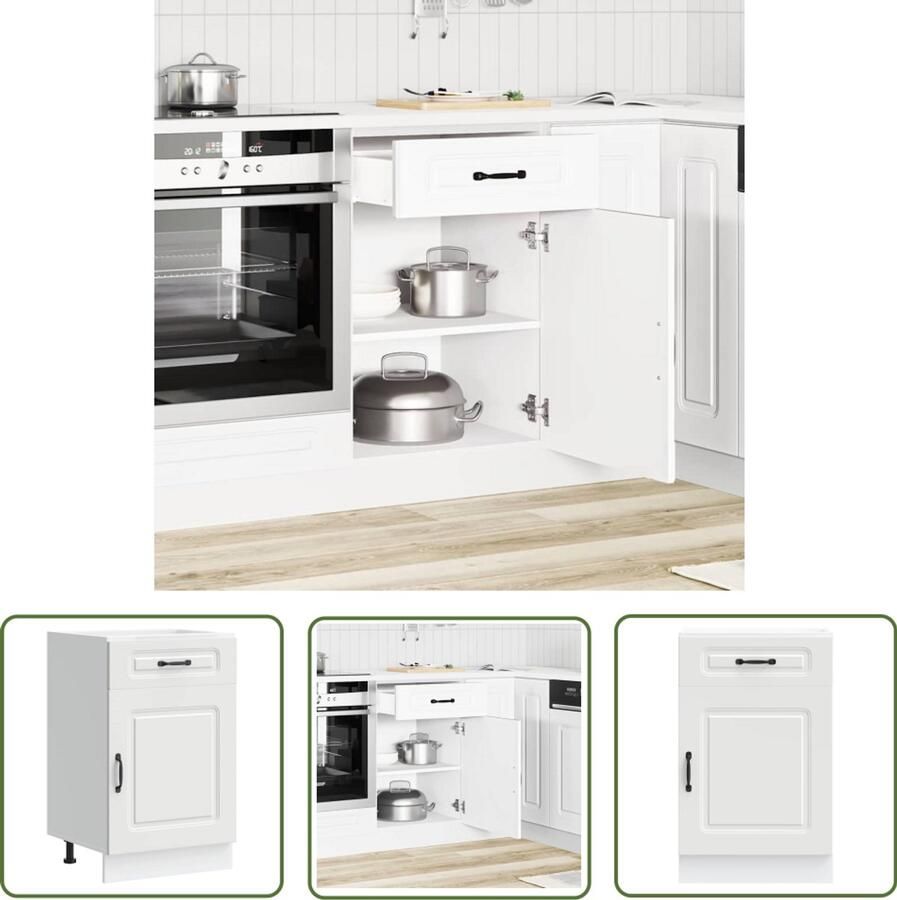 VidaXL Keuken onderkast Kalmar bewerkt hout wit Keuken Onderkast Keukenopstelling Houten Keuken Wit Keukenmeubilair Bergruimte Keuken
