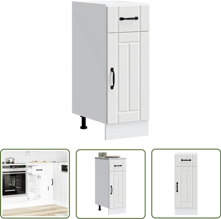 VidaXL Keuken onderkast Lucca bewerkt hout wit Keuken Onderkast Keukenopstelling Opslagruimte Houten Kast Witte Kast