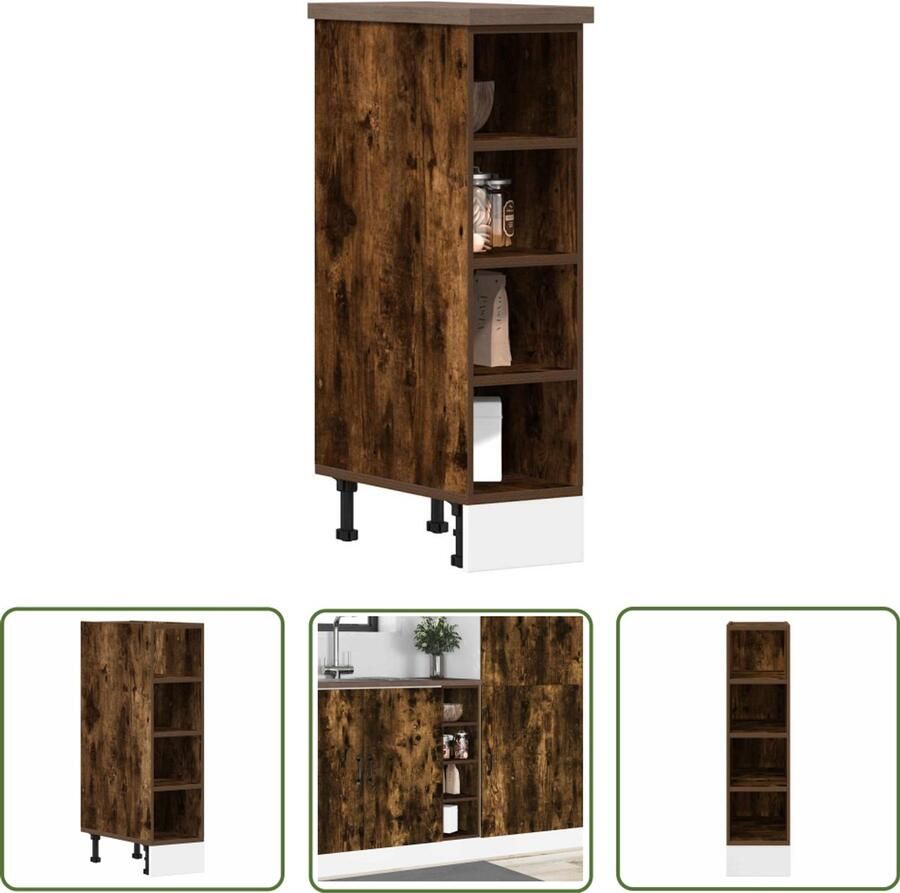 VidaXL Keukenopstelling Onderkasten Onderkast Riga 20x44 5x81 5 cm bewerkt hout gerookt eikenkleurig Opslagruimte Houten Kast Gerookte Eik
