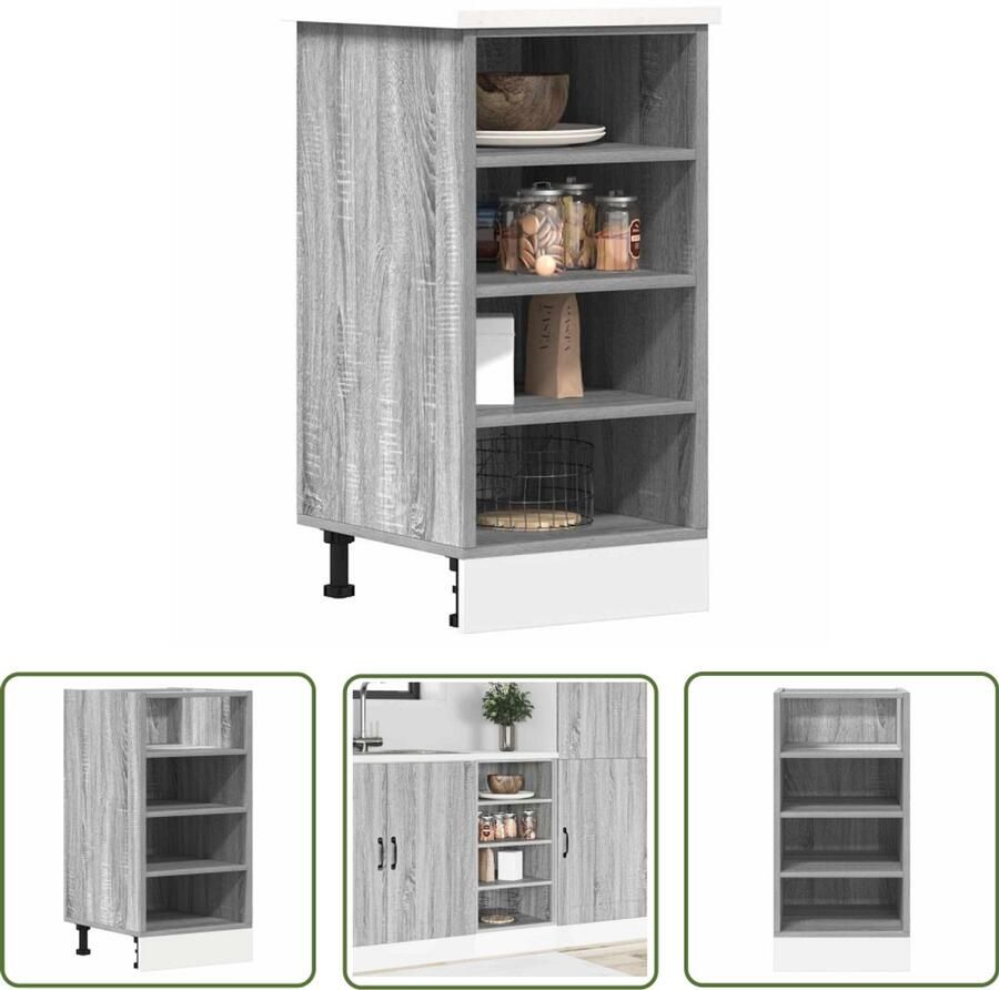 VidaXL Keukenopstelling Onderkasten Onderkast Riga 40x44 5x81 5 cm bewerkt hout grijs sonoma eikenkleur Opslagruimte Grijze Onderkast Houten Onderkast