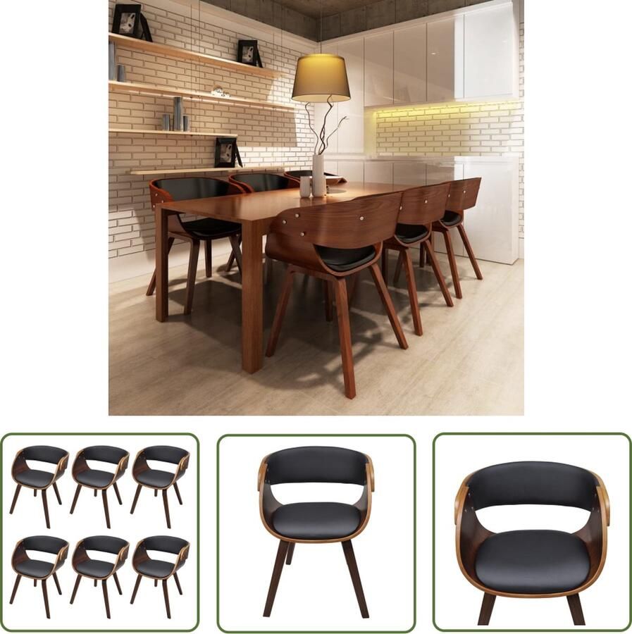 The Living Store Eetkamerstoel Eetkamerstoelen 53 x 52 x 70 cm Houten frame Set van 6 Eetkamerstoel Keukenstoel Salontafel Meubels Wonen - Foto 2