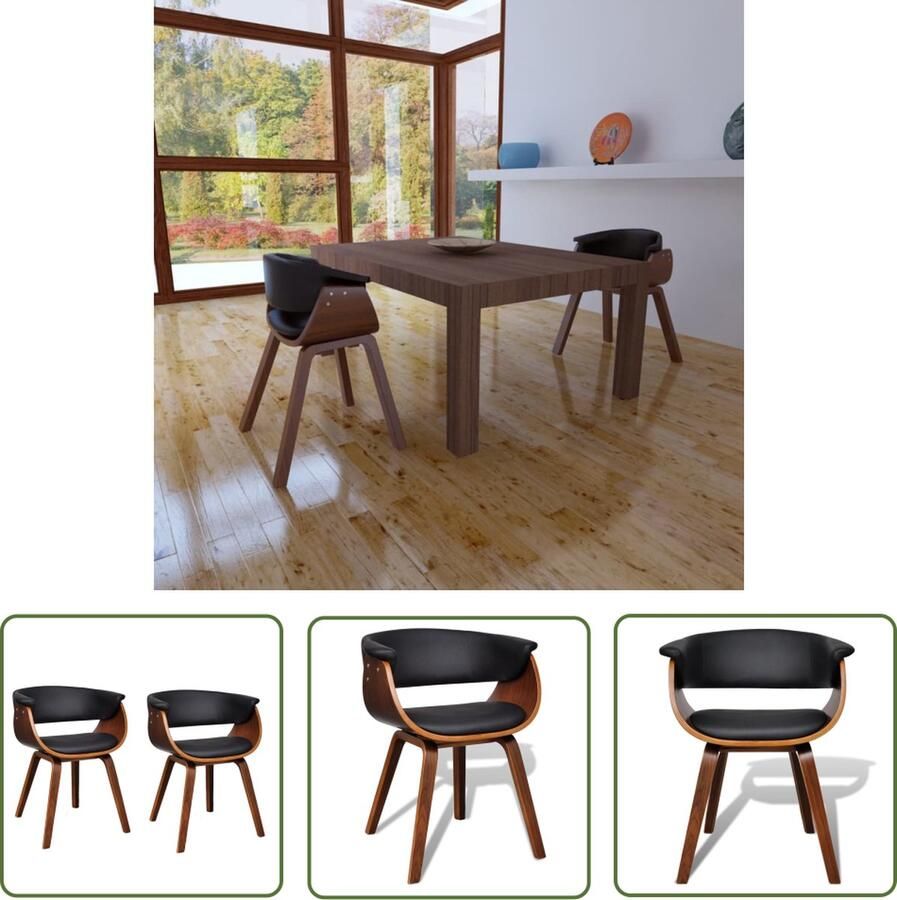 The Living Store Eetkamerstoelen Stoelen 59.5 x 51 x 72 cm Kunstleer Eetkamerstoelen Keukenstoelen Meubels Kunstleder Zwarte Stoelen - Foto 2