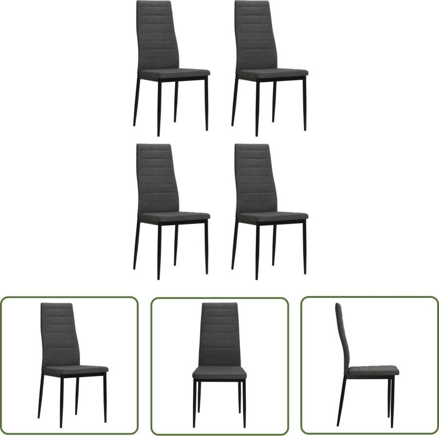 The Living Store Eetkamerstoelen Set van 6 Donkergrijs 43 x 44 x 96 cm Polyester Eetkamerstoelen Donker Grijze Stoelen Velours Stoelen Luxe Stoelen Comfortabele Stoelen - Foto 2