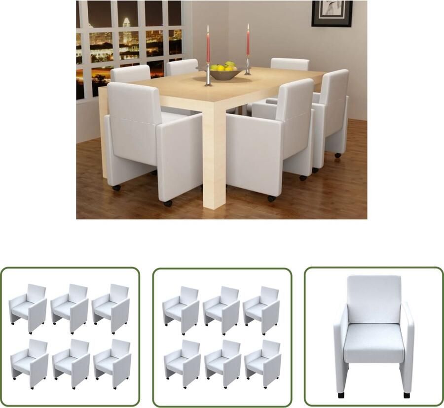 The Living Store Eetkamerstoelen Wit 58.5x65x88 cm Ergonomisch ontwerp Eetkamerstoelen Keukenstoelen Salontafel Meubilair Kunstleder - Foto 2