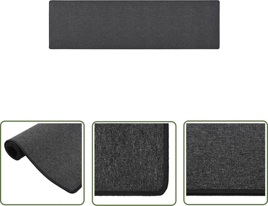 The Living Store Tapijtloper Keukentapijt 50 x 200 cm Antraciet Tapijtroper Keukentapijt Vloerkleed Loopplank Antraciet