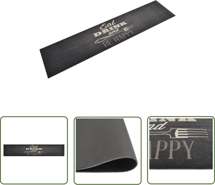 The Living Store Keukenmat Zwart 300 x 60 cm Gelaagd Slipvast Machinewasbaar Keukenmat Keukentapijten Vloerkleden Antislip Mat Keukendecoratie