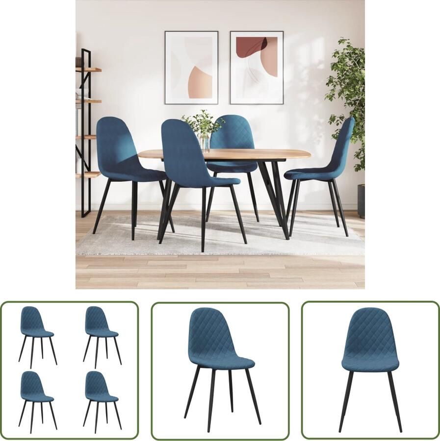 The Living Store Eetkamerstoelen Keukenstoelen 45 x 53.5 x 87 cm Ergonomisch ontworpen Eetkamerstoelen Keukentoelen Design Meubels Blauwe Stoelen Velvet Stoelen - Foto 2