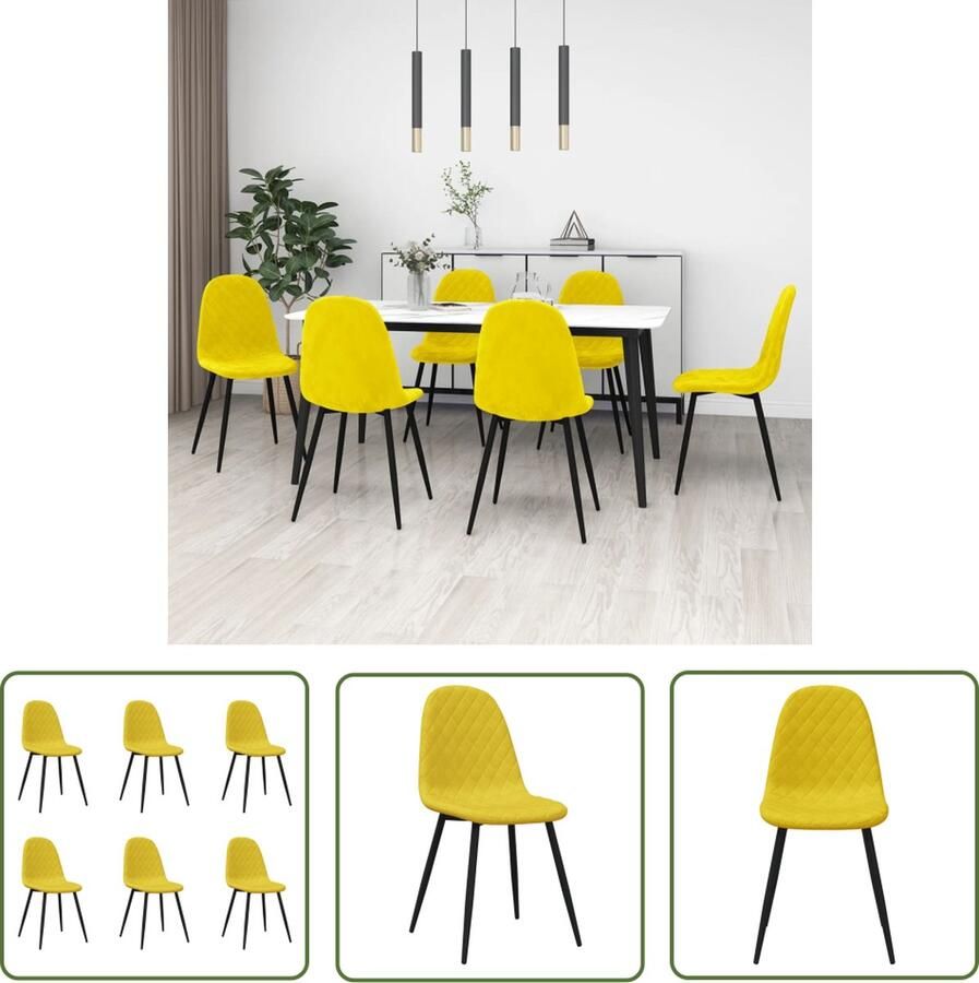 VidaXL Eetkamerstoelen 6 st fluweel mosterdgeel Eetkamerstoelen Keukentools Design Meubels Fluweel Stoelen Mustard Yellow Furniture