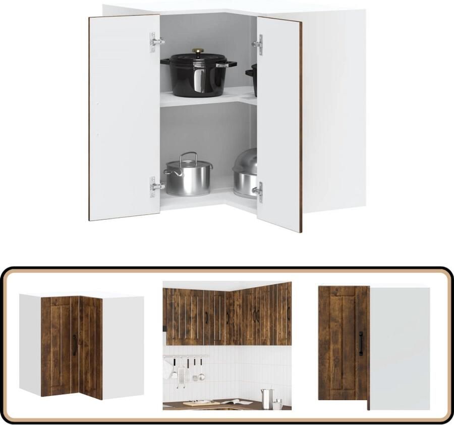 VidaXL Keukenwandhoekkast gerookt eiken Keuken Hoekkast Houten Keuken Kast Wandmontage Keuken Opslagruimte Keuken Organisatie