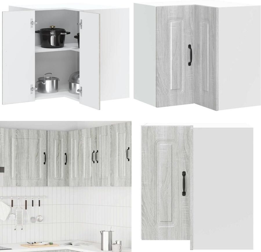 VidaXL Keukenwandhoekkast Kalmar bewerkt hout grijs sonoma eiken Keuken Muur Hoekkast Keuken Muur Hoekkasten Keuken Wandkast Muur Hoekkast