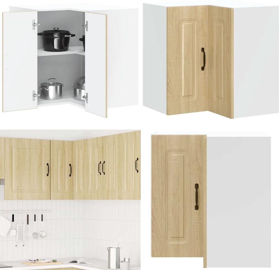 VidaXL Keukenwandhoekkast Kalmar bewerkt hout sonoma eikenkleurig Keuken Muur Hoekkast Keuken Muur Hoekkasten Keuken Wandkast Muur Hoekkast