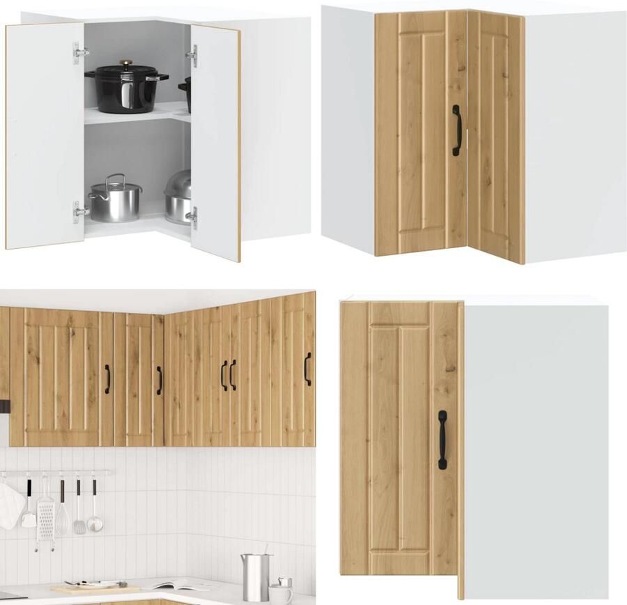 VidaXL Keukenwandhoekkast Lucca bewerkt hout artisanaal eikenkleur Keuken Muur Hoekkast Keuken Muur Hoekkasten Keuken Wandkast Muur Hoekkast