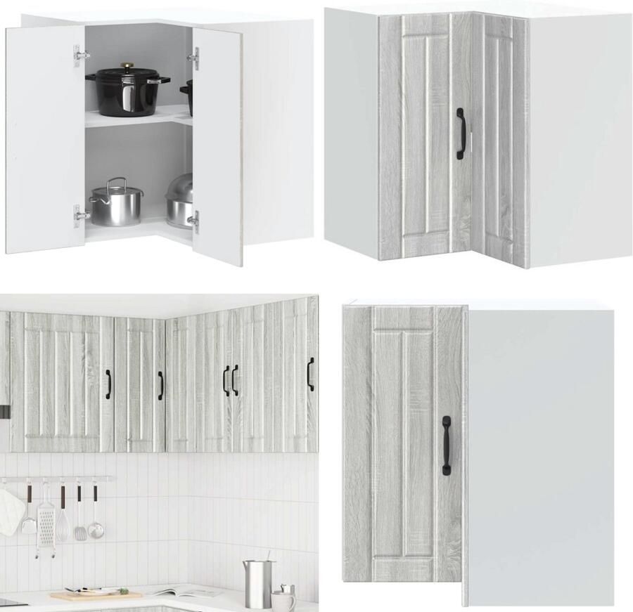 VidaXL Keukenwandhoekkast Lucca bewerkt hout grijs sonoma eiken Keuken Muur Hoekkast Keuken Muur Hoekkasten Keuken Wandkast Muur Hoekkast