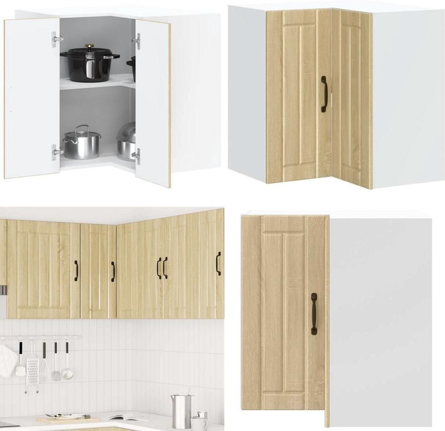 VidaXL Keukenwandhoekkast Lucca bewerkt hout sonoma eikenkleurig Keuken Muur Hoekkast Keuken Muur Hoekkasten Keuken Wandkast Muur Hoekkast