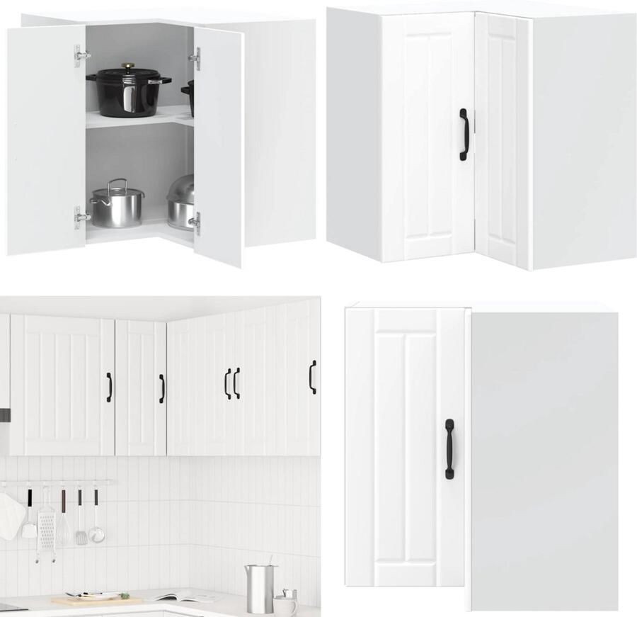 VidaXL Keukenwandhoekkast Lucca bewerkt hout wit Keuken Muur Hoekkast Keuken Muur Hoekkasten Keuken Wandkast Muur Hoekkast