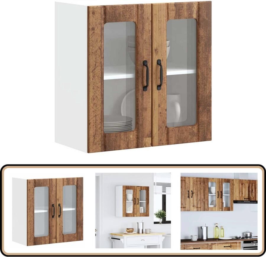 VidaXL Keukenwandkast Glazen deur 60x31x60 cm Keuken Kast Wandkast Opslagoplossing Keukeninrichting Houten Kast - Foto 2