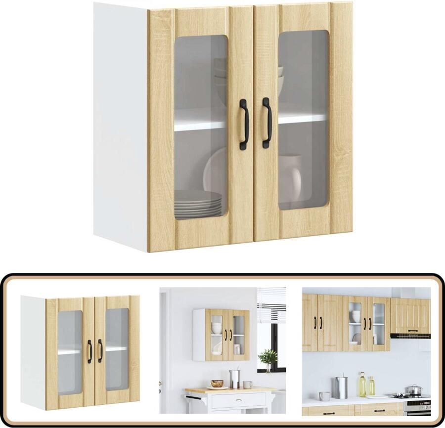 VidaXL Keukenwandkast Glazen Deur Sonoma Eiken Keukenwandkast Wandkast Keuken Opslagoplossing Keuken Houten Keukenkast Keuken Organisatie