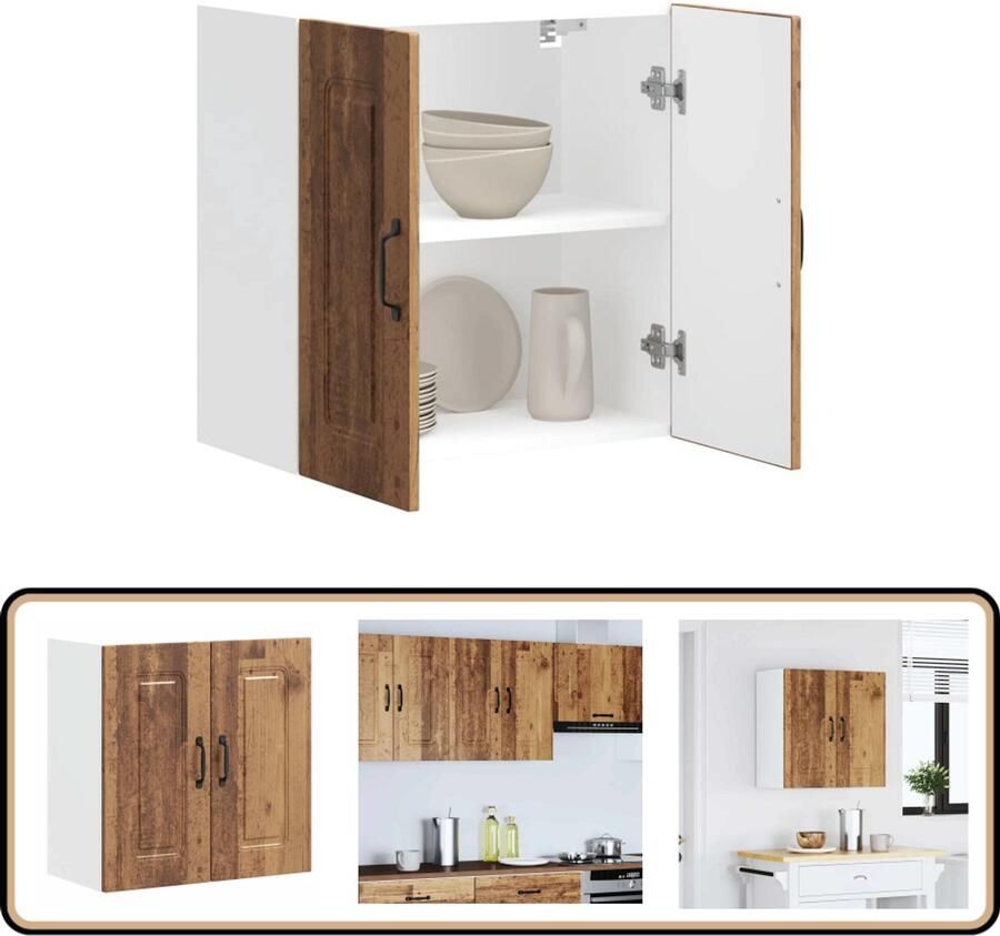 VidaXL Keukenwandkast Kalmar 60x31x60 cm Oud Hout Keukenkast Wandkast Opslagruimte Houten Kast Keukeninrichting