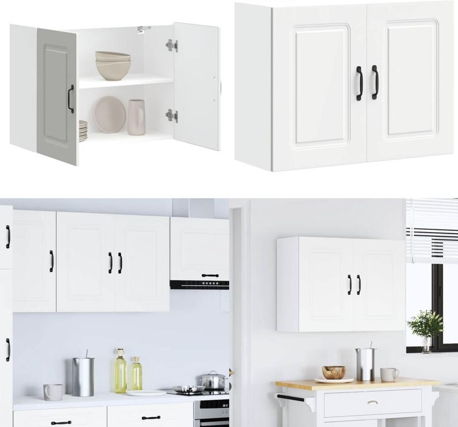 VidaXL Keukenwandkast Kalmar bewerkt hout wit Keuken Wandkast Keuken Wandkasten Keuken Wandmeubel Gemonteerde Wandkast