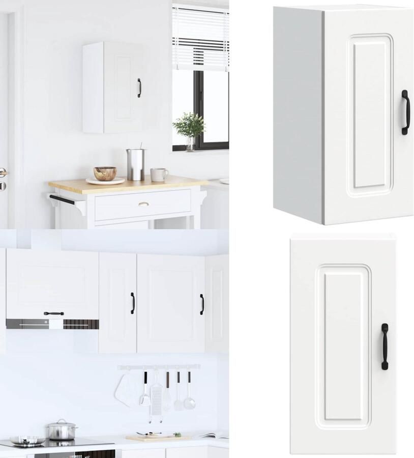VidaXL Keukenwandkast Kalmar bewerkt hout wit Keuken Wandkast Keuken Wandkasten Keuken Wandmeubel Gemonteerde Wandkast