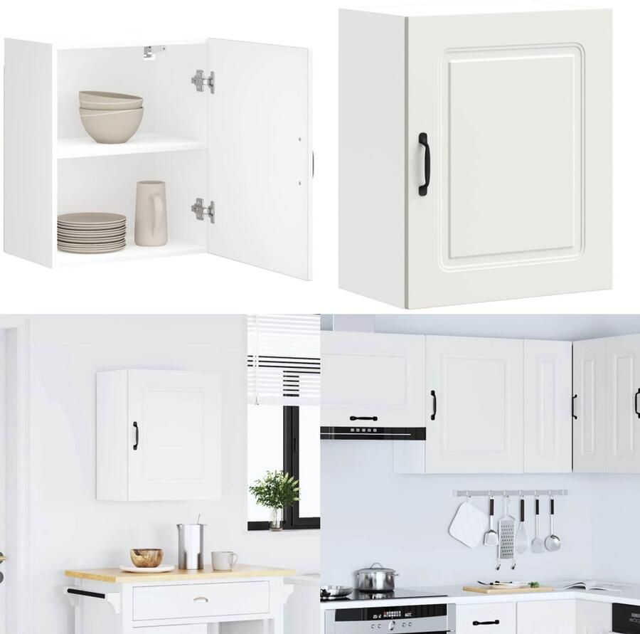 VidaXL Keukenwandkast Kalmar bewerkt hout wit Keuken Wandkast Keuken Wandkasten Keuken Wandmeubel Gemonteerde Wandkast