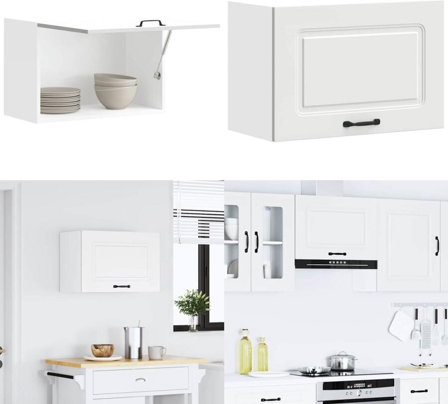 VidaXL Keukenwandkast Kalmar bewerkt hout wit Keuken Wandkast Keuken Wandkasten Keuken Wandmeubel Gemonteerde Wandkast