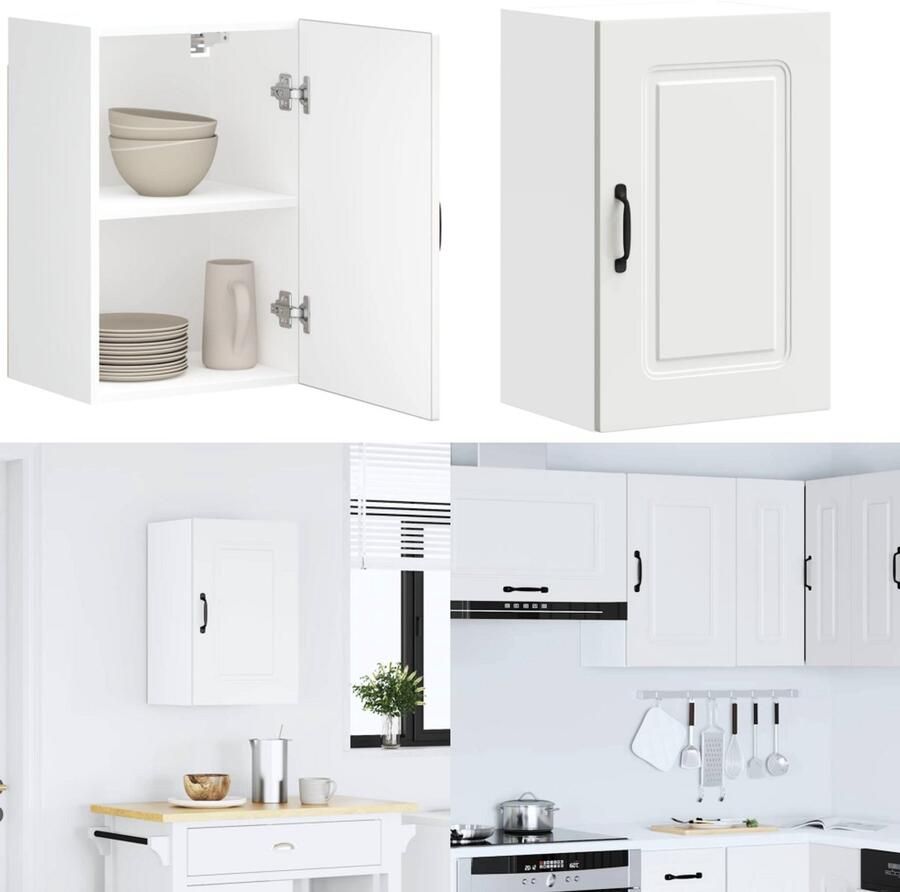 VidaXL Keukenwandkast Kalmar bewerkt hout wit Keuken Wandkast Keuken Wandkasten Keuken Wandmeubel Gemonteerde Wandkast