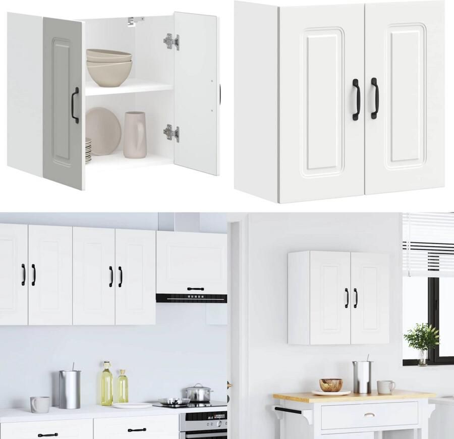 VidaXL Keukenwandkast Kalmar bewerkt hout wit Keuken Wandkast Keuken Wandkasten Keuken Wandmeubel Gemonteerde Wandkast - Foto 2