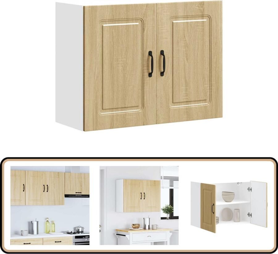 VidaXL Keukenwandkast Kalmar eiken 80x31x60 cm Keukenwandkast Keukenkasten Opslagoplossing Houten Kast Sonomaeik