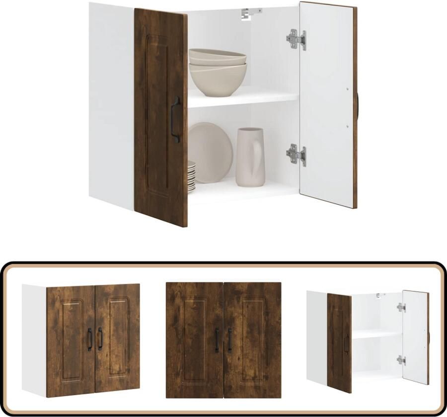 VidaXL Keukenwandkast Kalmar Gerookt Eiken 60x31x60 cm Keukenwandkast Opslagoplossing Keukenkasten Houten Kast Gerookte Eiken Kleur