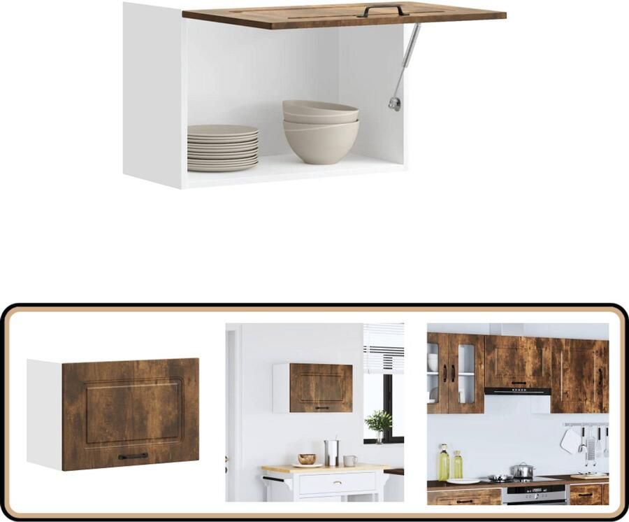 VidaXL Keukenwandkast Kalmar Gerookt Eiken Keukenkast Wandkast Opslagoplossing Keukeninrichting Houten Kast