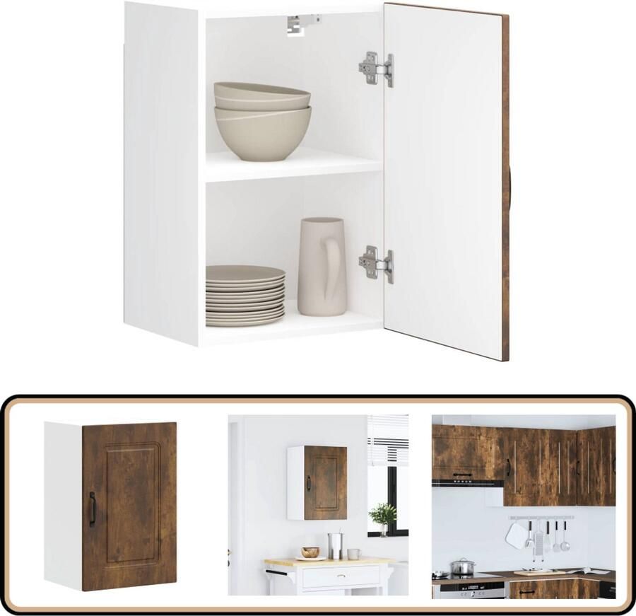 VidaXL Keukenwandkast Kalmar gerookt eiken Keukenopbergruimte Keukenkast Wandkast Houten Kast Opslagruimte