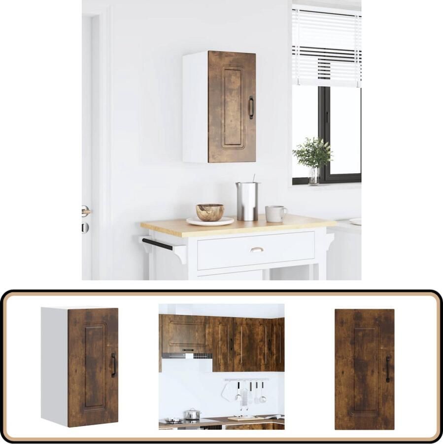 VidaXL Keukenwandkast Kalmar Gerookt Eikenhout Keukenkast Wandkast Opbergkast Houten Kast Keukenuitrusting