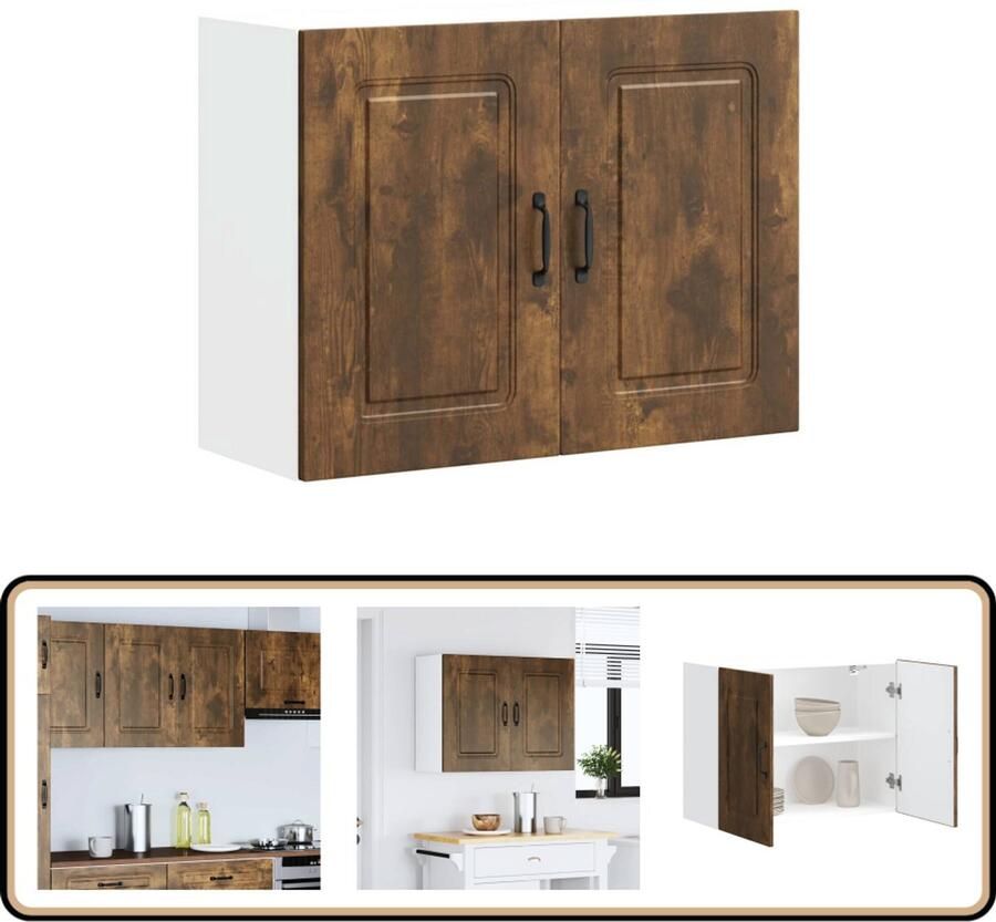 VidaXL Keukenwandkast Kalmar gerookt eikenhout Keukenkast Wandkast Opbergruimte Houten Kast Keukeneinrichting