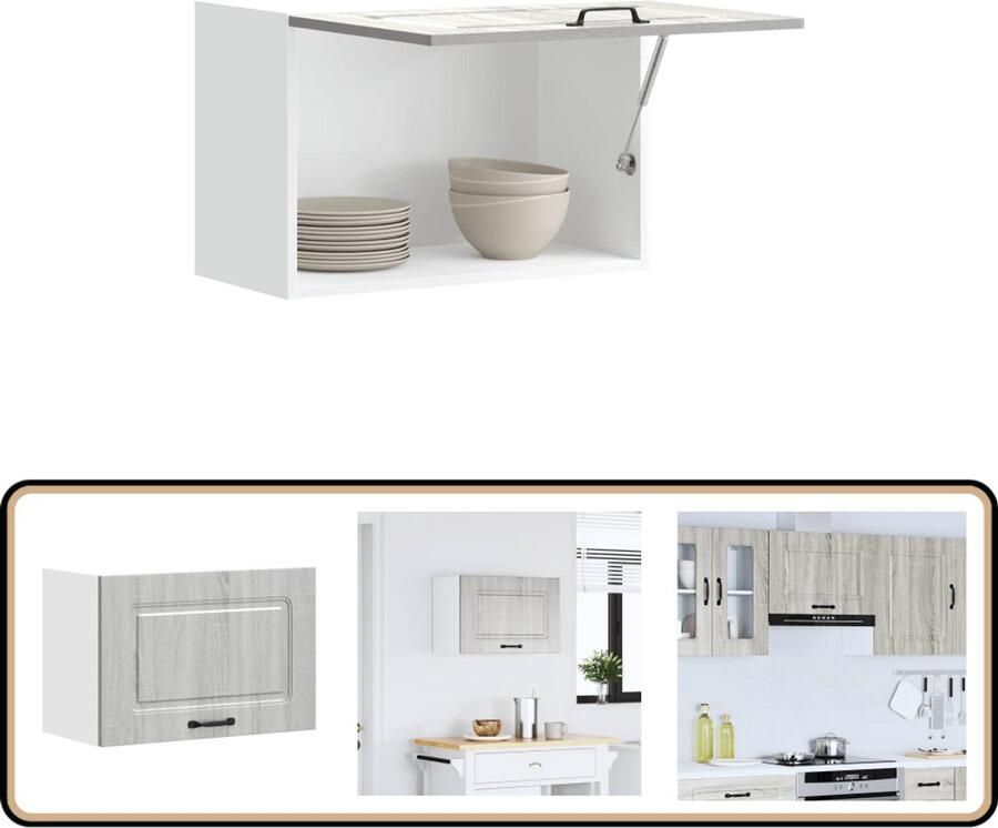 VidaXL Keukenwandkast Kalmar Grijs Sonoma Eiken Keuken Kast Wandkast Opslagruimte Houten Kast Grijze Kast