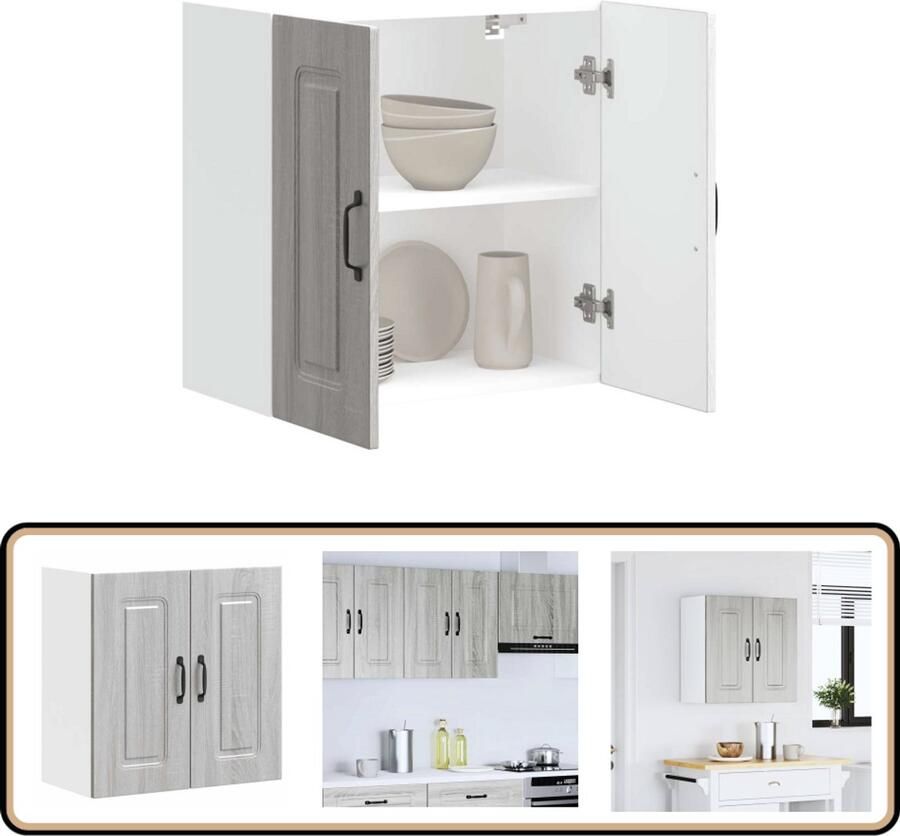 VidaXL Keukenwandkast Kalmar Grijs Sonoma Eiken Keukenkast Wandkast Opslagoplossing Keukenuitrusting Houten Kast