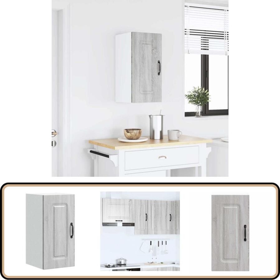 VidaXL Keukenwandkast Kalmar Grijs Sonoma Eiken Keukenkast Wandkast Opslagoplossing Keukenuitrusting Houten Kast