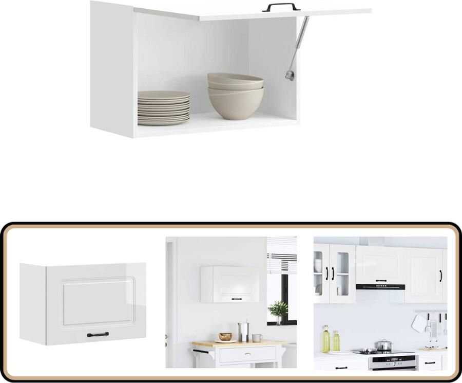 VidaXL Keukenwandkast Kalmar hoogglans wit Keukenkast Wandkast Opslagruimte Keukeninrichting Houten Kast