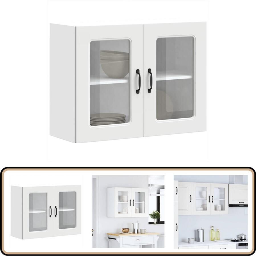 VidaXL Keukenwandkast Kalmar Wit 80x31x60cm Keukenkast Wandkast Opslagoplossing Keukenuitrusting Houten Kast