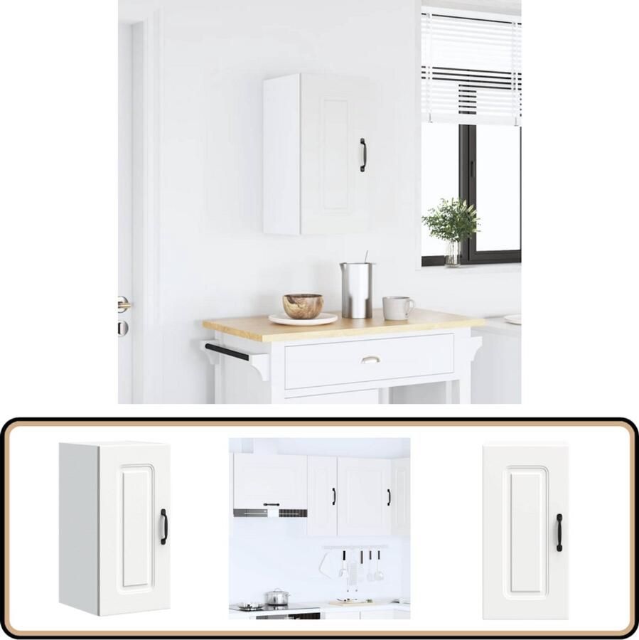 VidaXL Keukenwandkast Kalmar Wit Bewerkt hout Keuken Opslag Keuken Kast Wandkast Houten Kast Keukenkasten