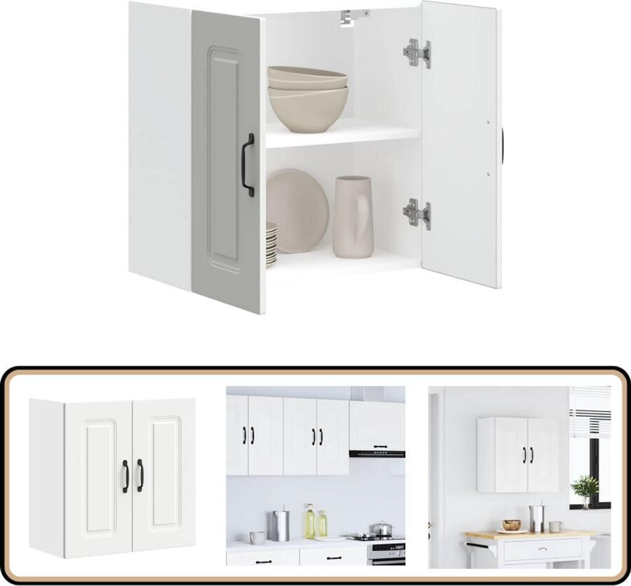 VidaXL Keukenwandkast Kalmar Wit Bewerkt Hout Keukenwandkast Opslagoplossing Keukenkasten Houten Kast Wit Kast