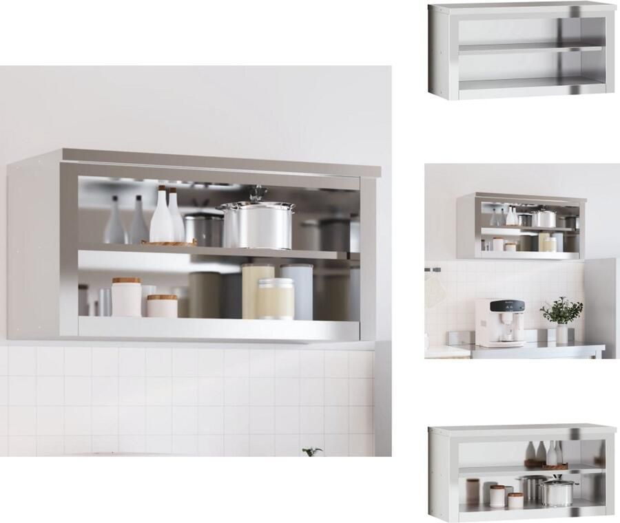 VidaXL Keukenwandkast Keukenwandkasten Wandkast Opbergkast Keukenwandkast met schap roestvrij staal