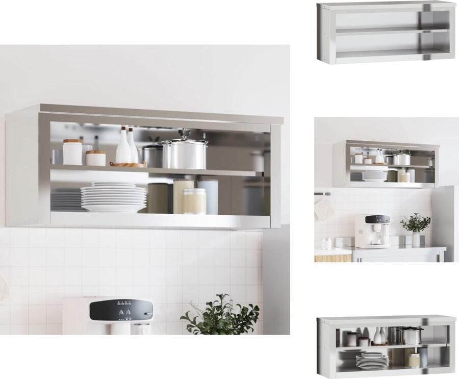 VidaXL Keukenwandkast Keukenwandkasten Wandkast Opbergkast Keukenwandkast met schap roestvrij staal - Foto 2