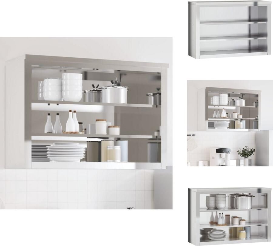 VidaXL Keukenwandkast Keukenwandkasten Wandkast Opbergkast Keukenwandkast met schappen roestvrijstaal